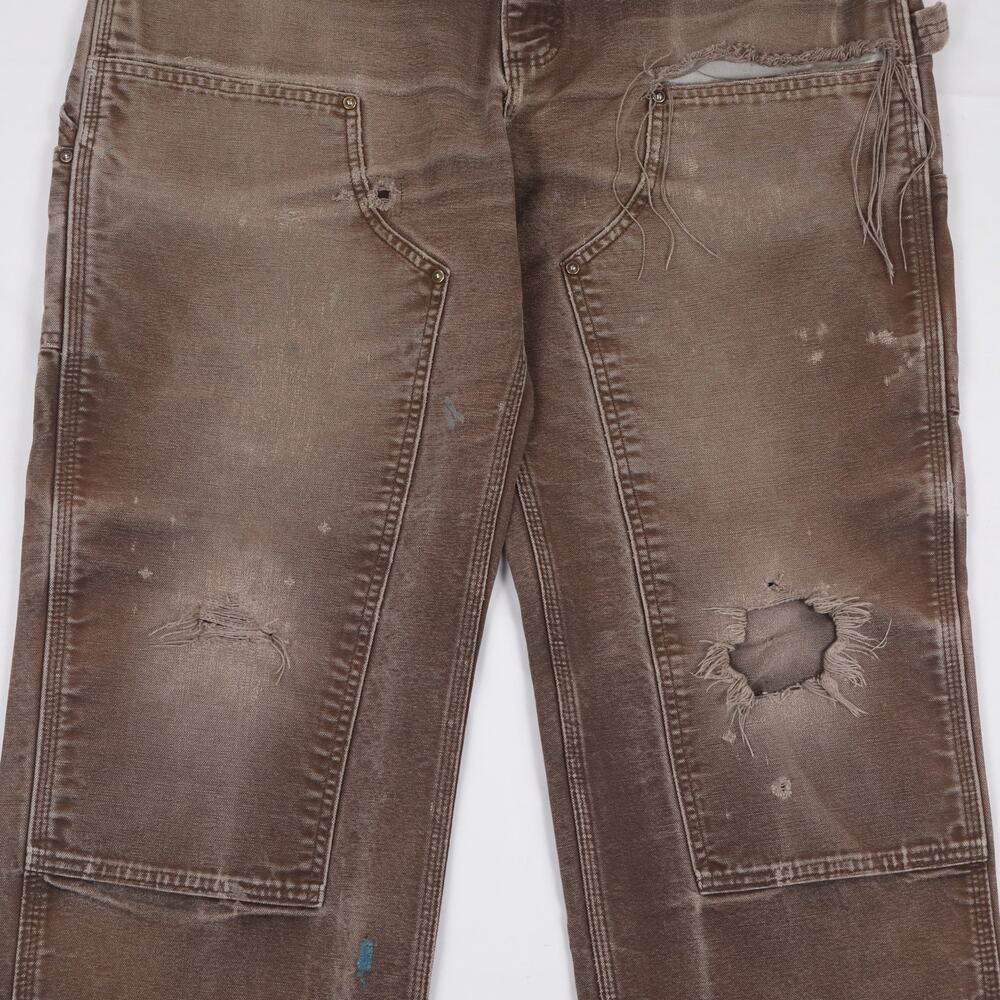 Vintage Carhartt B136 DKB Distressed Faded Brown Double Knee Pants 33x30 - Picture 4 of 16